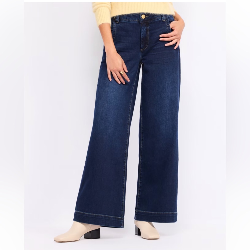 Kut from the Kloth Dark Indigo High-Rise Wide Leg Jeans - Picture 3 of 9